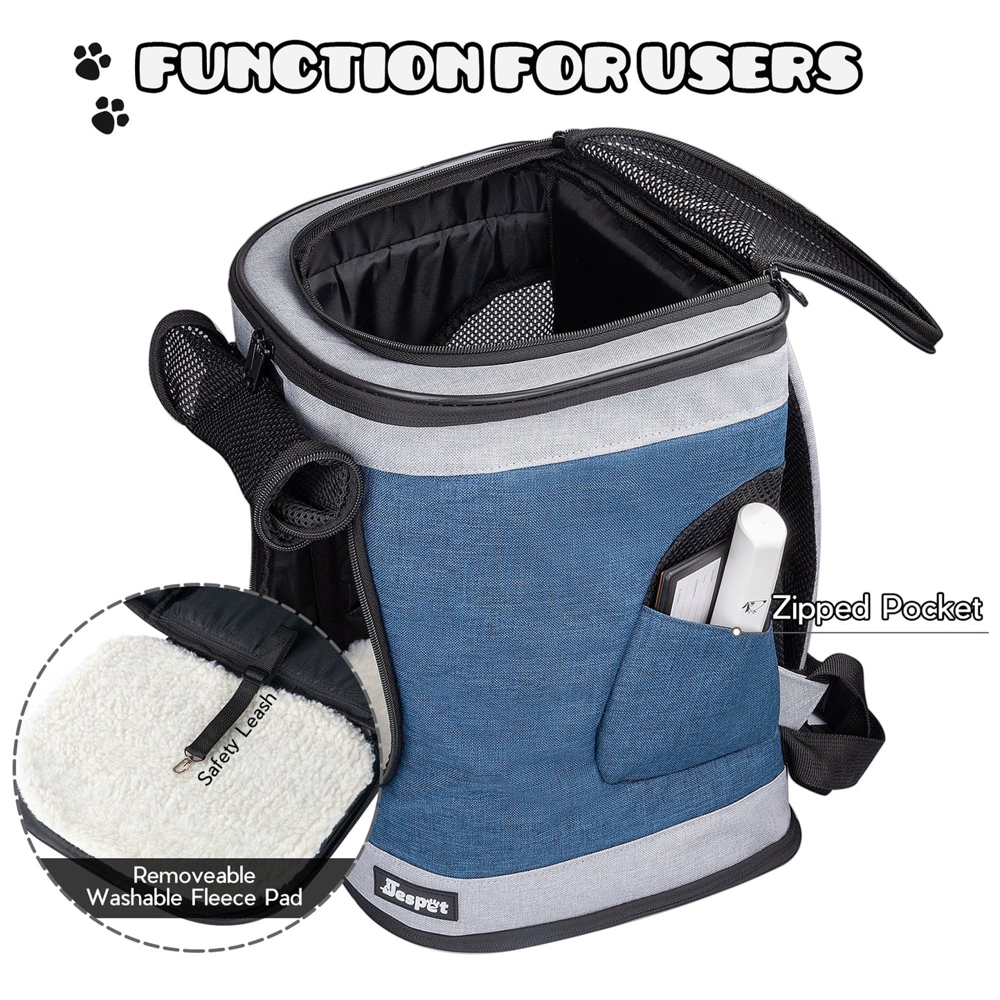 Soft Pet Backpack Carrier for Small Dogs & Cats, Ventilated Mesh Cat Carrier Bag with Padded Straps & Sherpa Bed, for Travel, Hiking & Everyday Outings