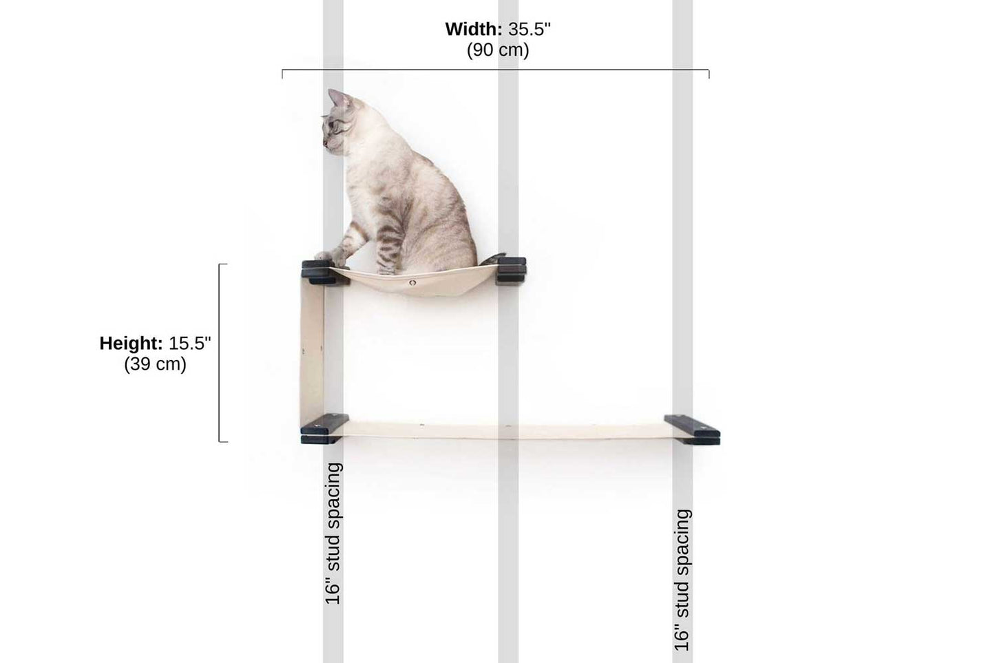 Double Decker Wall-Mounted Cat Hammock Set for Multi-Cat Homes, Two-Level Hanging Bed with Privacy Wall, Canvas Cat Wall Furniture for Climbing & Naps