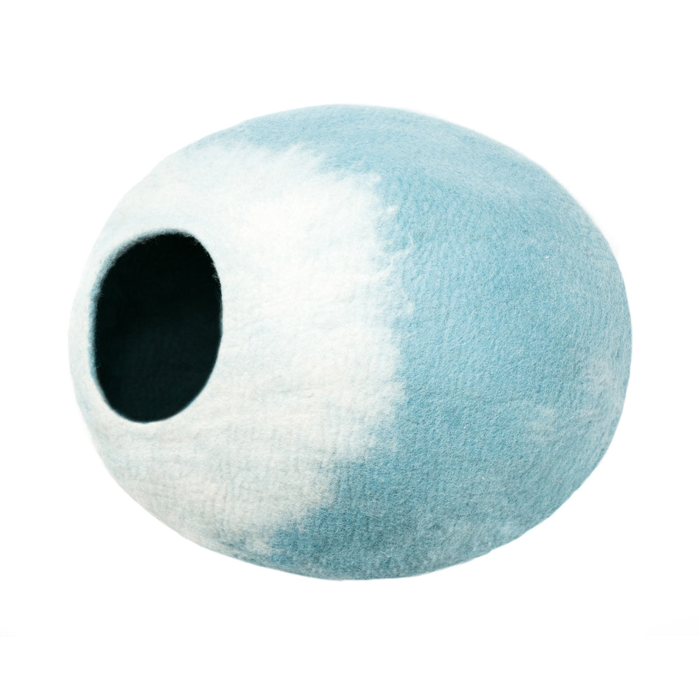 Gradient Wool Felt Cat Cave for Indoor Cats & Kittens, Modern Calming Hideaway Bed for Hiding & Napping, for Living Rooms, Bedrooms & Quiet Corners