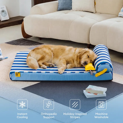 Cooling Orthopedic Dog Bed for Small, Medium & Large Dogs, Memory Foam Crate Mat with Cool-Touch Fabric, Water-Resistant, Machine Washable, for Summer