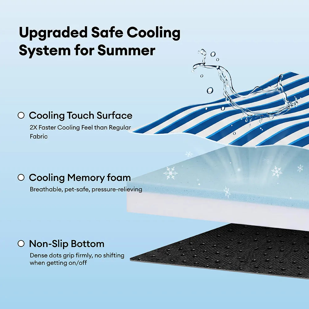 Cooling Orthopedic Dog Bed for Small, Medium & Large Dogs, Memory Foam Crate Mat with Cool-Touch Fabric, Water-Resistant, Machine Washable, for Summer