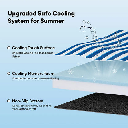 Cooling Orthopedic Dog Bed for Small, Medium & Large Dogs, Memory Foam Crate Mat with Cool-Touch Fabric, Water-Resistant, Machine Washable, for Summer