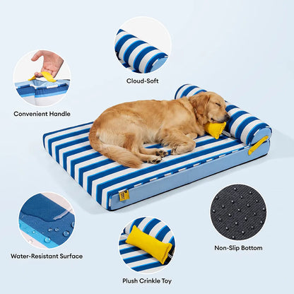 Cooling Orthopedic Dog Bed for Small, Medium & Large Dogs, Memory Foam Crate Mat with Cool-Touch Fabric, Water-Resistant, Machine Washable, for Summer