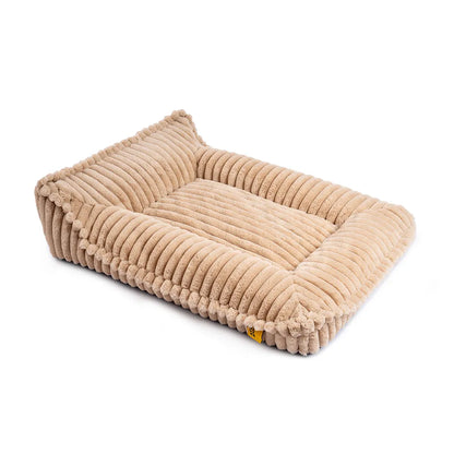 Ribbed Plush Orthopedic Bolster Dog Sofa Bed for Small, Medium & Large Dogs, Foam Couch Bed with Removable Washable Cover, Non-Slip, for Living Rooms