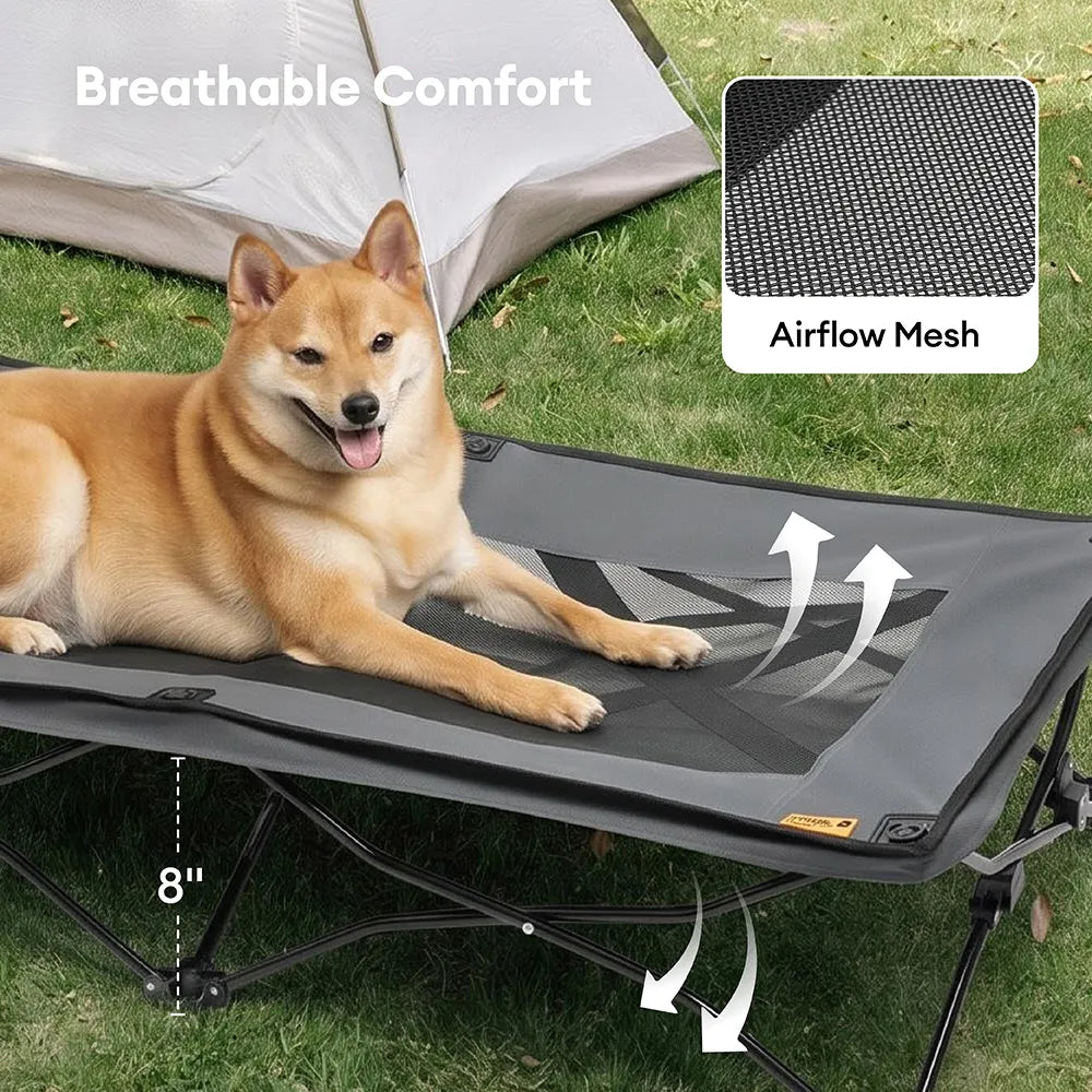 Foldable Elevated Dog Bed for Small, Medium & Large Dogs, Portable Raised Cooling Cot with Breathable Mesh, for Camping, Travel, Indoor & Outdoor Use