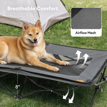 Foldable Elevated Dog Bed for Small, Medium & Large Dogs, Portable Raised Cooling Cot with Breathable Mesh, for Camping, Travel, Indoor & Outdoor Use