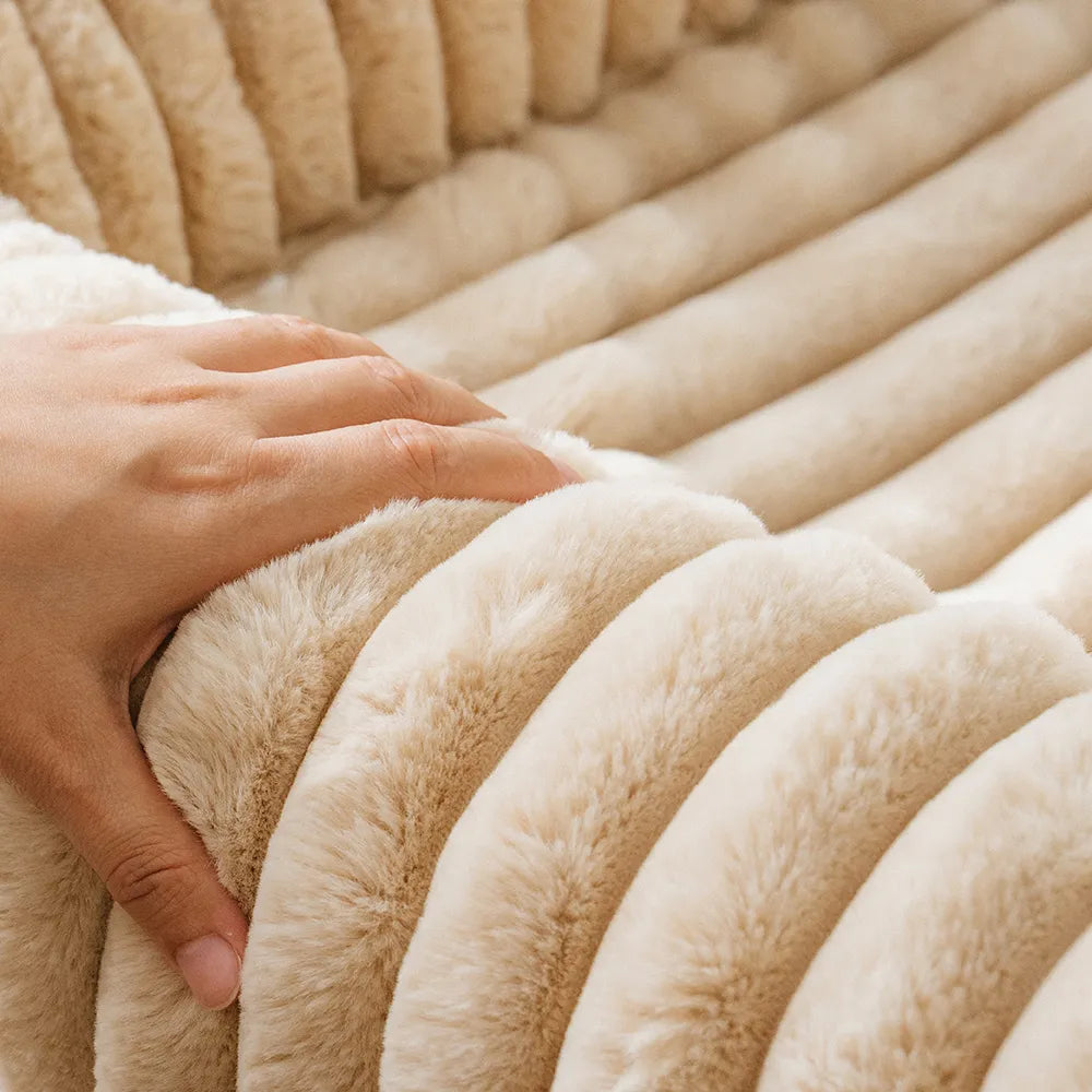 Ribbed Plush Orthopedic Bolster Dog Sofa Bed for Small, Medium & Large Dogs, Foam Couch Bed with Removable Washable Cover, Non-Slip, for Living Rooms