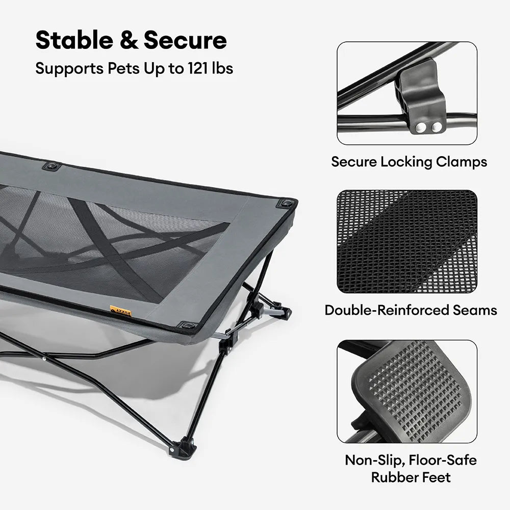 Foldable Elevated Dog Bed with Waterproof Mat for Small, Medium & Large Dogs, Portable Raised Cot Set with Breathable Mesh for Camping, Travel & Patios