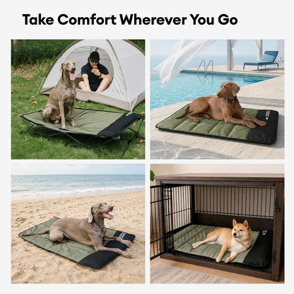 Foldable Elevated Dog Bed with Waterproof Mat for Small, Medium & Large Dogs, Portable Raised Cot Set with Breathable Mesh for Camping, Travel & Patios