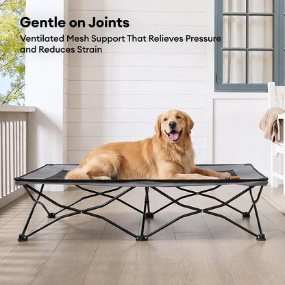 Foldable Elevated Dog Bed for Small, Medium & Large Dogs, Portable Raised Cooling Cot with Breathable Mesh, for Camping, Travel, Indoor & Outdoor Use