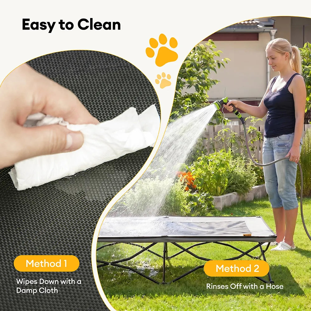 Foldable Elevated Dog Bed for Small, Medium & Large Dogs, Portable Raised Cooling Cot with Breathable Mesh, for Camping, Travel, Indoor & Outdoor Use