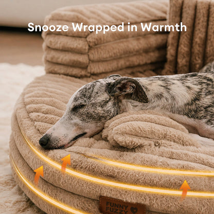 Ultra-Soft Ribbed Plush Donut Dog Bed with Pillows for Small & Medium Dogs, Calming Round Bed with Egg-Crate Foam Base, Non-Slip, for Sleeping & Lounging