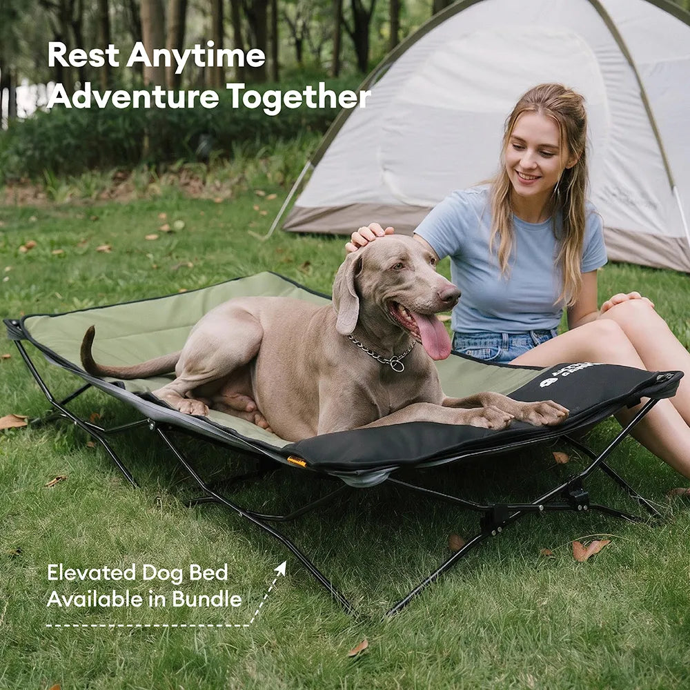 Foldable Elevated Dog Bed with Waterproof Mat for Small, Medium & Large Dogs, Portable Raised Cot Set with Breathable Mesh for Camping, Travel & Patios
