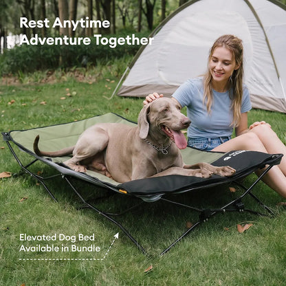 Foldable Elevated Dog Bed with Waterproof Mat for Small, Medium & Large Dogs, Portable Raised Cot Set with Breathable Mesh for Camping, Travel & Patios