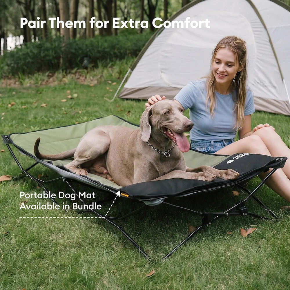 Foldable Elevated Dog Bed for Small, Medium & Large Dogs, Portable Raised Cooling Cot with Breathable Mesh, for Camping, Travel, Indoor & Outdoor Use