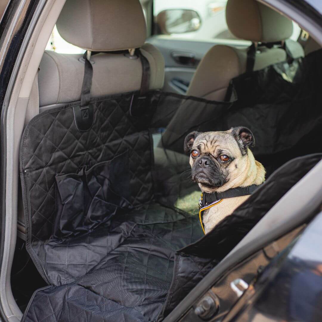 Waterproof Car Seat Cover for Dogs, Non-Slip Pet Back Seat Protector with Adjustable Straps & Storage Pockets, for Cars, Trucks & SUVs, Easy to Clean