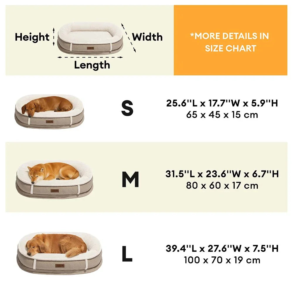 Calming Donut Dog Bed for Small & Medium Dogs, Faux Fur & Faux Leather Round Pet Bed with Bolster Support, Removable Washable Cover, for Sleeping & Anxiety Relief