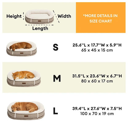 Calming Donut Dog Bed for Small & Medium Dogs, Faux Fur & Faux Leather Round Pet Bed with Bolster Support, Removable Washable Cover, for Sleeping & Anxiety Relief