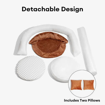 Calming Donut Dog Bed for Small & Medium Dogs, Orthopedic Round Velvet Pet Bed with Pillow, Washable Zip Cover, Non-Slip, for Senior & Anxious Dogs