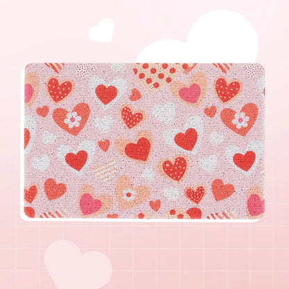 Heart Pattern Cat Litter Mat for Indoor Cats, Soft Litter Trapping Rug, Paw-Friendly & Easy to Clean, for Litter Boxes, Bathrooms & Laundry Rooms