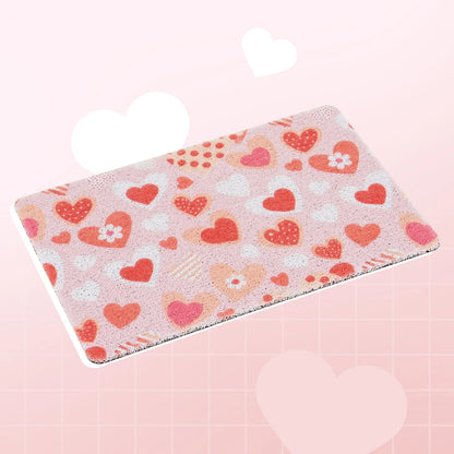 Heart Pattern Cat Litter Mat for Indoor Cats, Soft Litter Trapping Rug, Paw-Friendly & Easy to Clean, for Litter Boxes, Bathrooms & Laundry Rooms