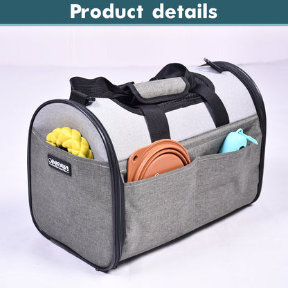 Collapsible Airline Pet Carrier for Small Dogs & Cats, Foldable Travel Bag with Mesh Ventilation, Fleece Mat & Pockets, for Flights, Cars & Outdoors