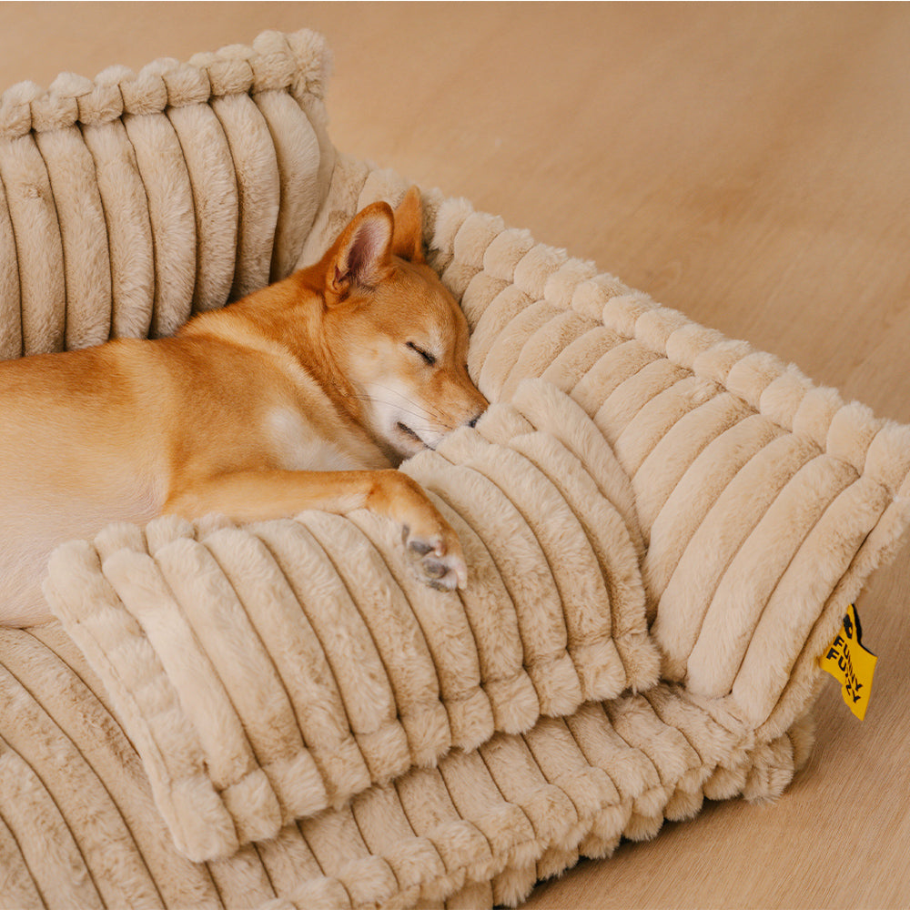 Fluffy Orthopedic Dog Sofa Bed for Small, Medium & Large Dogs & Cats, Faux Fur Pillow Couch with Machine Washable Removable Cover for Sleeping & Naps