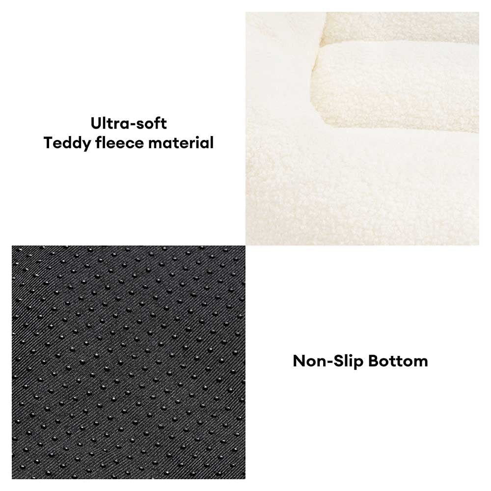 Cozy Fleece Dog Sofa Bed with Headrest for Medium & Large Dogs, Supportive Bolster Pet Couch, Machine Washable, Non-Slip, for Winter Naps & Bedrooms