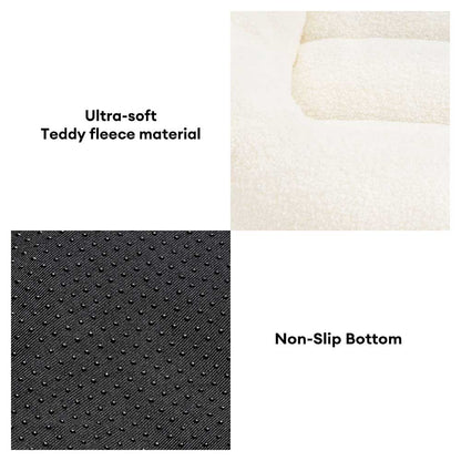 Cozy Fleece Dog Sofa Bed with Headrest for Medium & Large Dogs, Supportive Bolster Pet Couch, Machine Washable, Non-Slip, for Winter Naps & Bedrooms