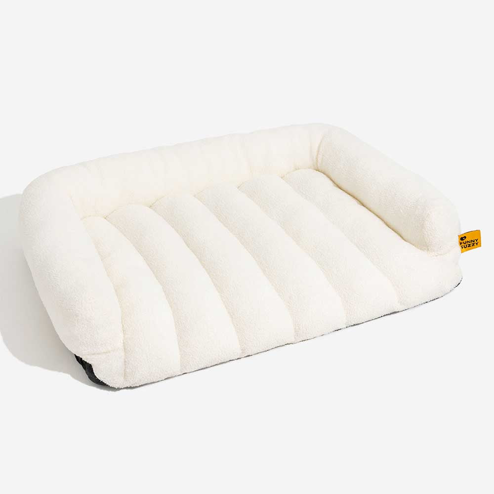Cozy Fleece Dog Sofa Bed with Headrest for Medium & Large Dogs, Supportive Bolster Pet Couch, Machine Washable, Non-Slip, for Winter Naps & Bedrooms