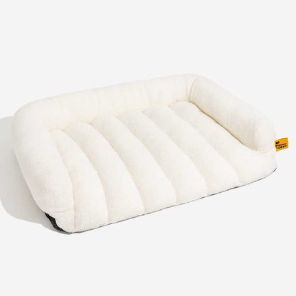 Cozy Fleece Dog Sofa Bed with Headrest for Medium & Large Dogs, Supportive Bolster Pet Couch, Machine Washable, Non-Slip, for Winter Naps & Bedrooms
