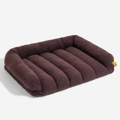 Cozy Fleece Dog Sofa Bed with Headrest for Medium & Large Dogs, Supportive Bolster Pet Couch, Machine Washable, Non-Slip, for Winter Naps & Bedrooms