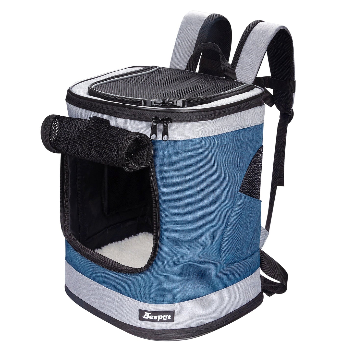 Soft Pet Backpack Carrier for Small Dogs & Cats, Ventilated Mesh Cat Carrier Bag with Padded Straps & Sherpa Bed, for Travel, Hiking & Everyday Outings
