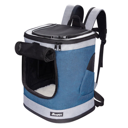 Soft Pet Backpack Carrier for Small Dogs & Cats, Ventilated Mesh Cat Carrier Bag with Padded Straps & Sherpa Bed, for Travel, Hiking & Everyday Outings