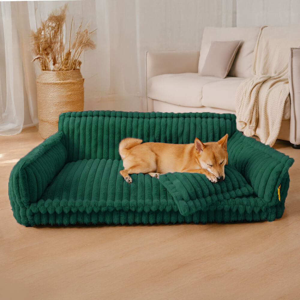 Fluffy Orthopedic Dog Sofa Bed for Small, Medium & Large Dogs & Cats, Faux Fur Pillow Couch with Machine Washable Removable Cover for Sleeping & Naps