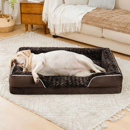 Orthopedic Foam Dog Bed for Senior & Large Dogs, Water-Repellent Full Surround Bolster Pet Bed, Detachable Machine Washable Cover, Breathable Support