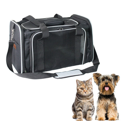 Durable Soft-Sided Travel Carrier for Small Dogs & Cats up to 19 lbs, Waterproof Pet Bag with Mesh Windows & Seat Belt Strap, for Car & Vet Trips
