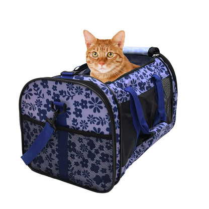 Soft-Sided Pet Carrier Bag for Small Dogs & Cats up to 20 lbs, Airline Travel Tote with Mesh Ventilation & Seat Belt Straps, for Car & Vet Trips