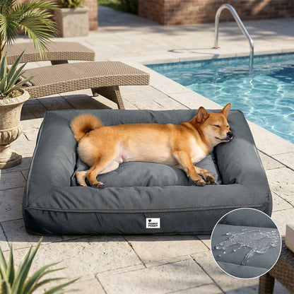 Waterproof Orthopedic Dog Bed for Large & Medium Dogs, Scratch-Resistant Surround Bolster Pet Bed, Washable, Non-Slip, for Indoor, Patio & Crates