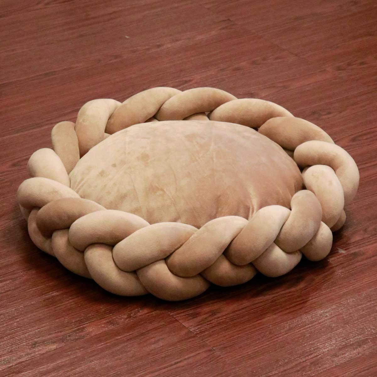 Braided Plush Pet Bed for Cats & Small Dogs, Ultra Soft Cushion Bed with Removable Machine Washable Pad, Raised Edge Cozy Bed for Napping & Lounging