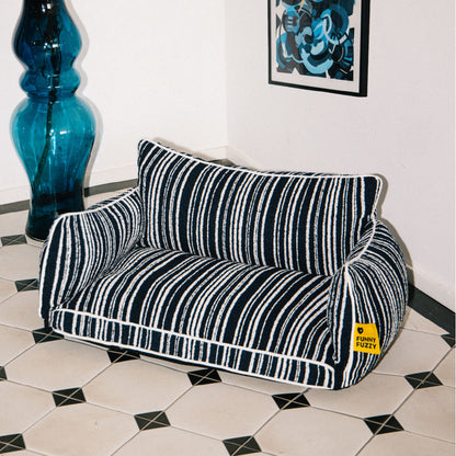 Striped Bolster Dog Sofa Bed for Small, Medium & Large Dogs, Egg Crate Foam Pet Couch Bed with Washable Cover, Non-Slip, for Cats, Naps & Living Rooms