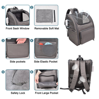 Pet Carrier Backpack for Small Dogs & Cats up to 25 lbs, Collapsible Breathable Mesh Dog Backpack for Hiking, Travel, Camping & Outdoor Adventures