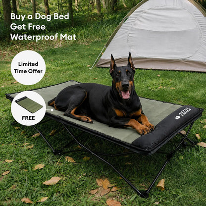 Foldable Elevated Dog Bed with Waterproof Mat for Small, Medium & Large Dogs, Portable Raised Cot Set with Breathable Mesh for Camping, Travel & Patios