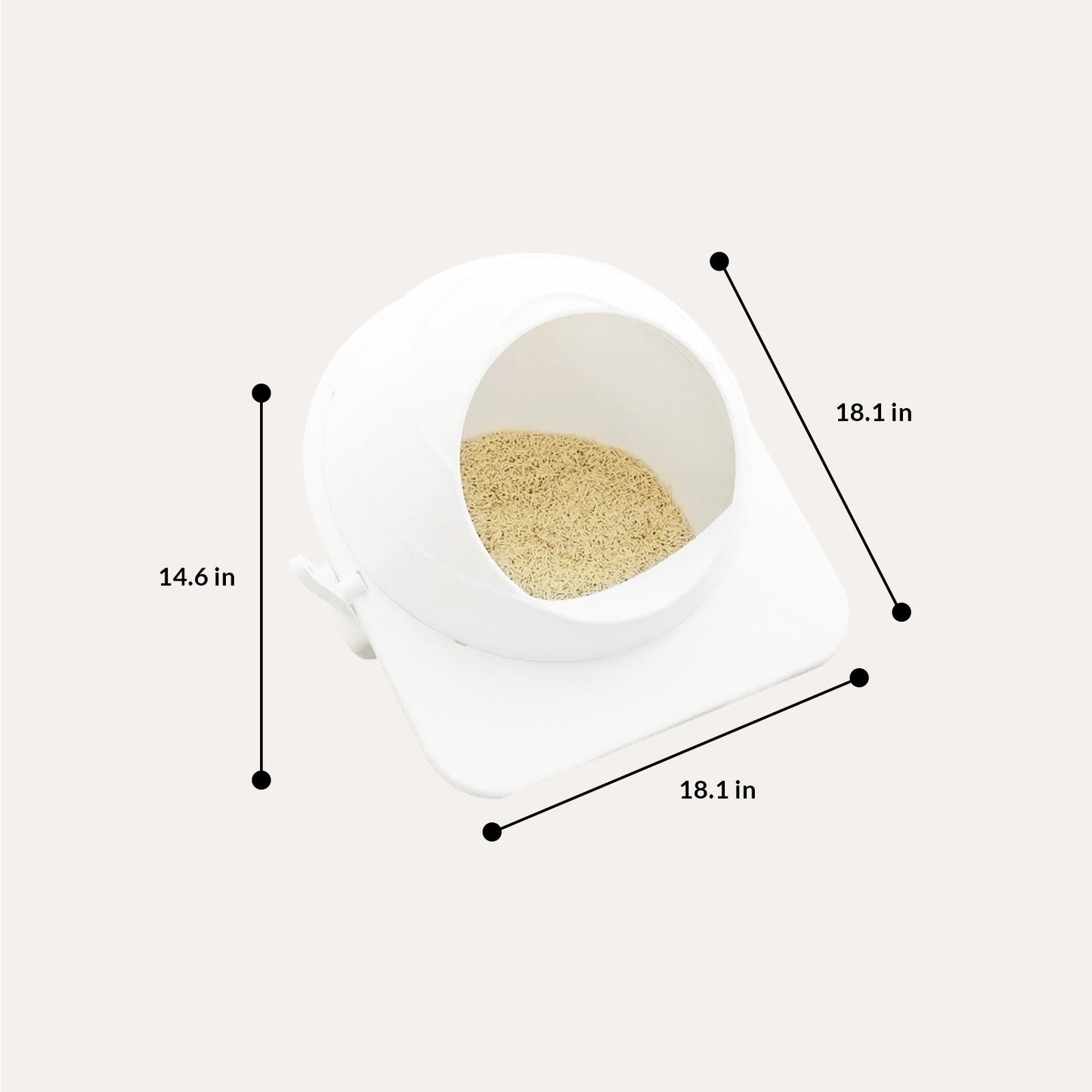 Semi-Enclosed Space Capsule Cat Litter Box for Indoor Cats, High-Sided Anti-Scatter Litter Pan with Exit Ramp & Scoop, Easy Clean for Small Spaces