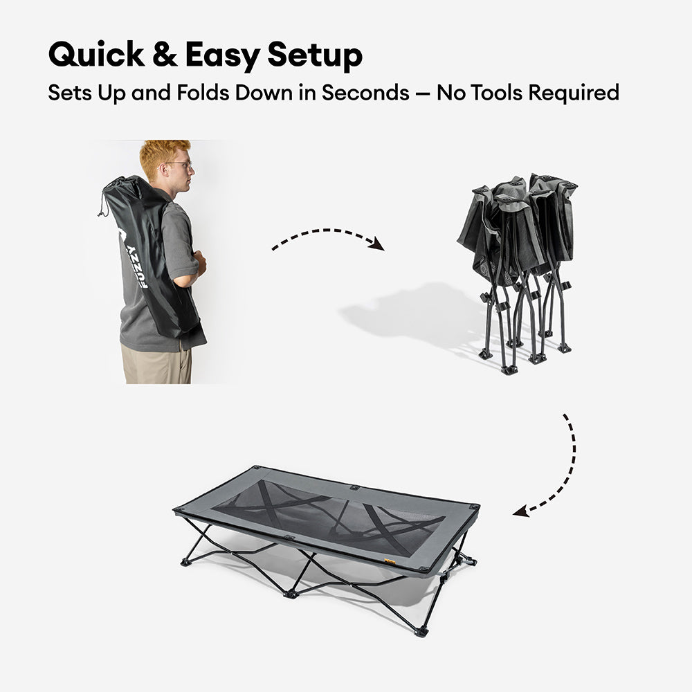 Foldable Elevated Dog Bed for Small, Medium & Large Dogs, Portable Raised Cooling Cot with Breathable Mesh, for Camping, Travel, Indoor & Outdoor Use