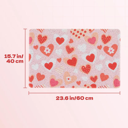 Heart Pattern Cat Litter Mat for Indoor Cats, Soft Litter Trapping Rug, Paw-Friendly & Easy to Clean, for Litter Boxes, Bathrooms & Laundry Rooms