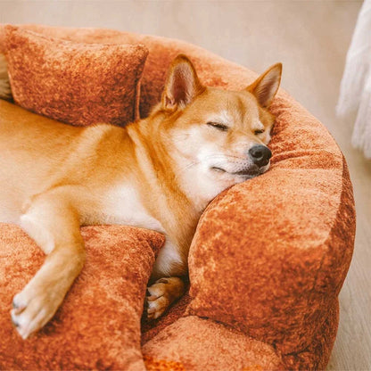 Calming Donut Dog Bed for Small & Medium Dogs, Orthopedic Round Velvet Pet Bed with Pillow, Washable Zip Cover, Non-Slip, for Senior & Anxious Dogs