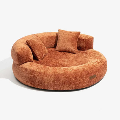 Calming Donut Dog Bed for Small & Medium Dogs, Orthopedic Round Velvet Pet Bed with Pillow, Washable Zip Cover, Non-Slip, for Senior & Anxious Dogs