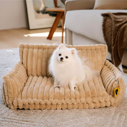 Fluffy Orthopedic Dog Sofa Bed for Small, Medium & Large Dogs & Cats, Faux Fur Pillow Couch with Machine Washable Removable Cover for Sleeping & Naps