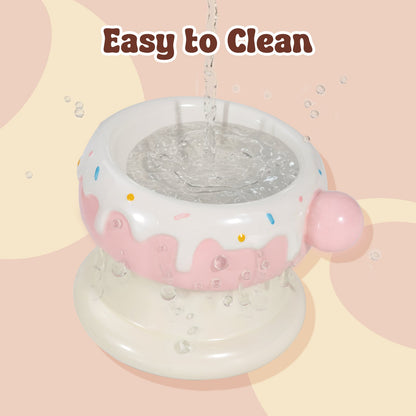 Elevated Ceramic Cat Bowl Set with Donut Design, 27oz Raised Food & Water Bowls, Whisker-Friendly Shallow & Deep Dishes, Anti-Strain Cat Feeder